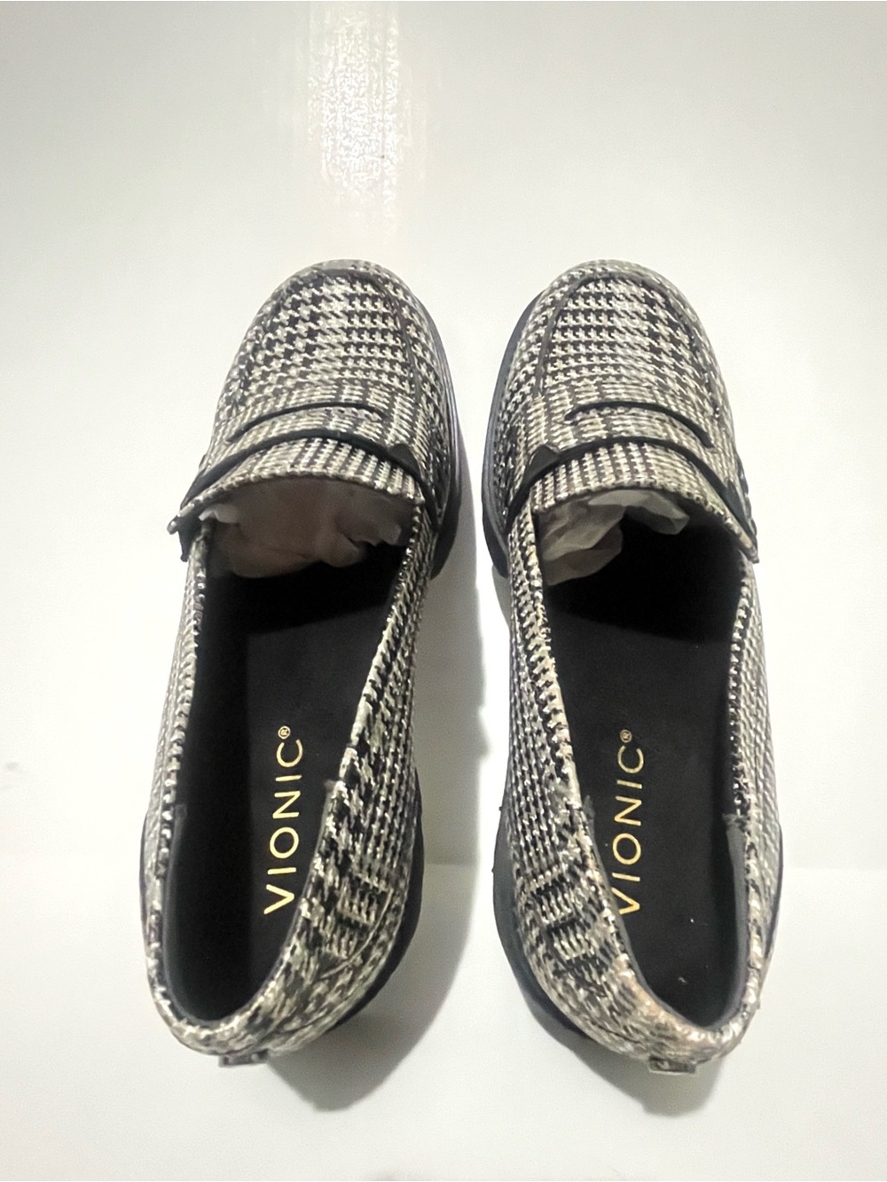 Vionic Women's Houndstooth Slip-On Loafers in Black and White - Picture 5 of 8